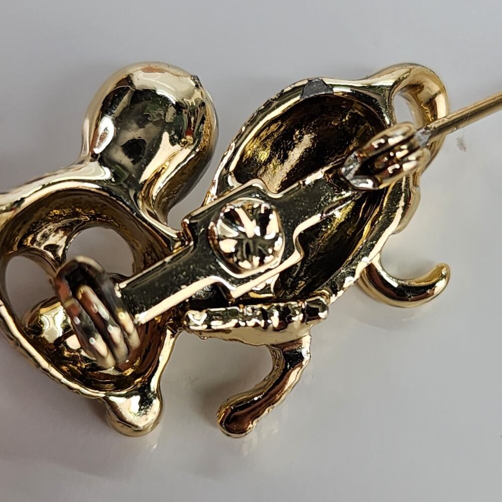Vintage Gerry’s Mouse Brooch Pin 1.5” Gold Tone Green Eyes Rhinestones Signed - Picture 2 of 7